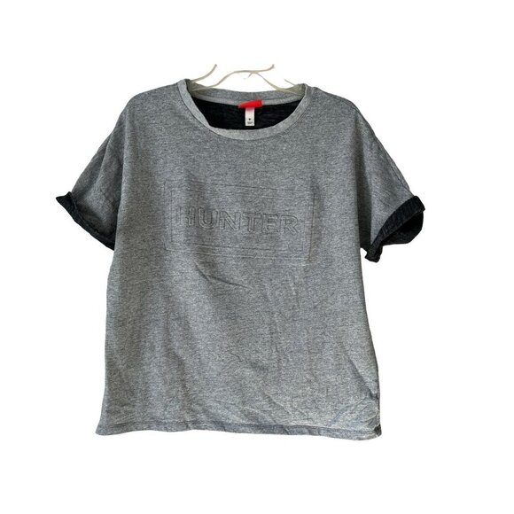 HUNTER Gray Embossed Logo T-Shirt Oversized Size Med - Picture 3 of 8